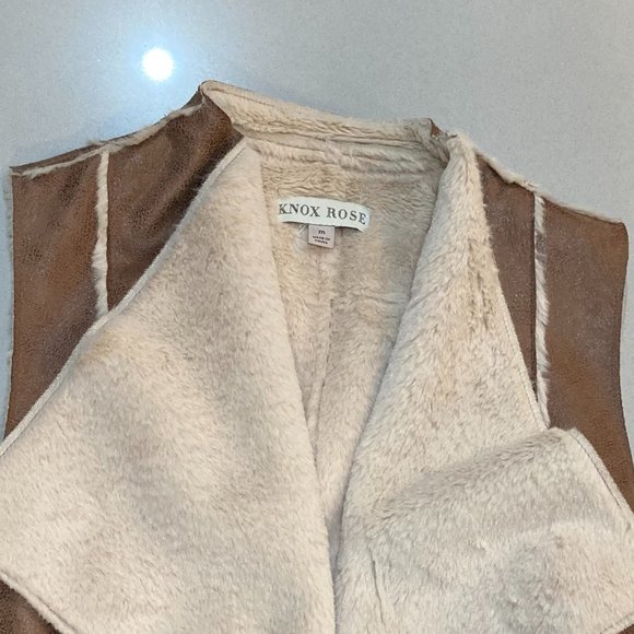 Knox Rose Faux Fur & Faux Sued Vest, Women's M - Picture 3 of 4